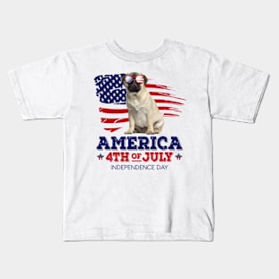 Pug Flag USA - America 4th Of July Independence Day Kids T-Shirt